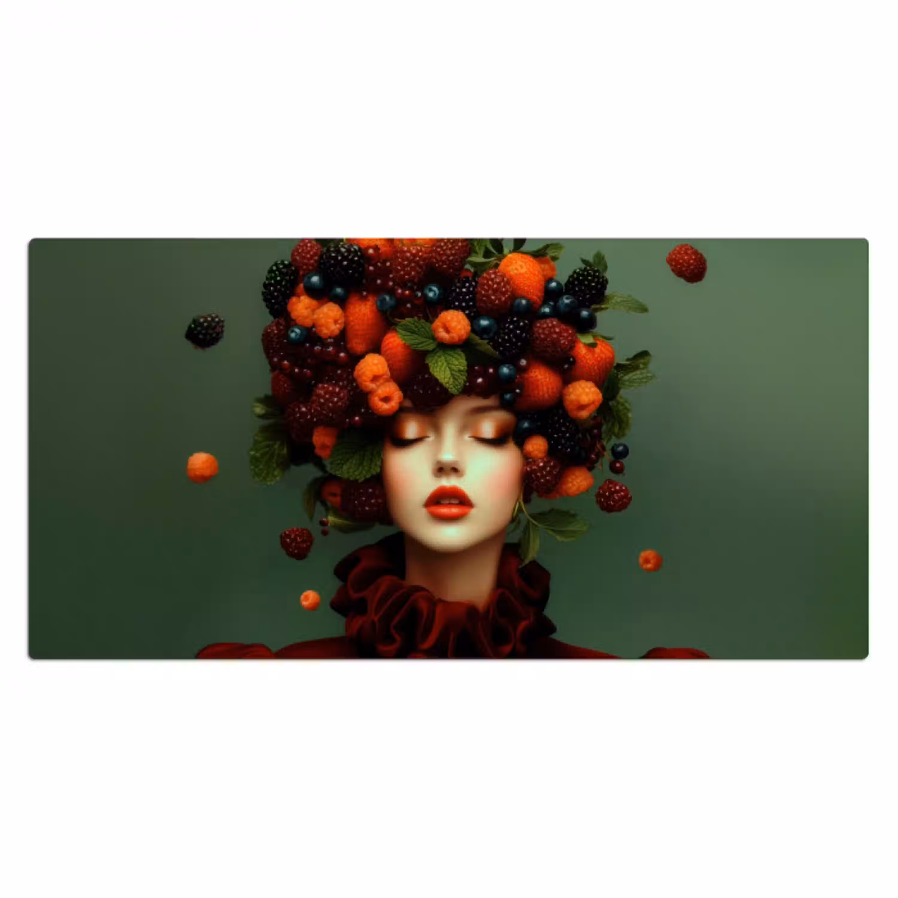 Vrouw - Aardbeien - Frambozen - Bramen - Bessen Muismat XXL klein -3d_leeg