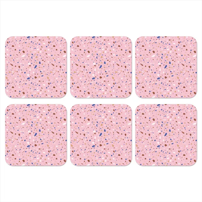 Coaster - Terrazzo - Pattern - Colorful - Pink