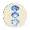 Schelpen - Blauw - Beige Wandcirkel aluminium klein -3d