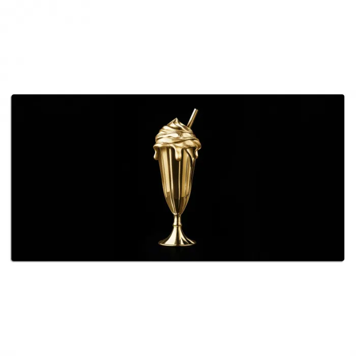 Milkshake - Goud - Drinken - Zwart Muismat XXL klein -3d_leeg
