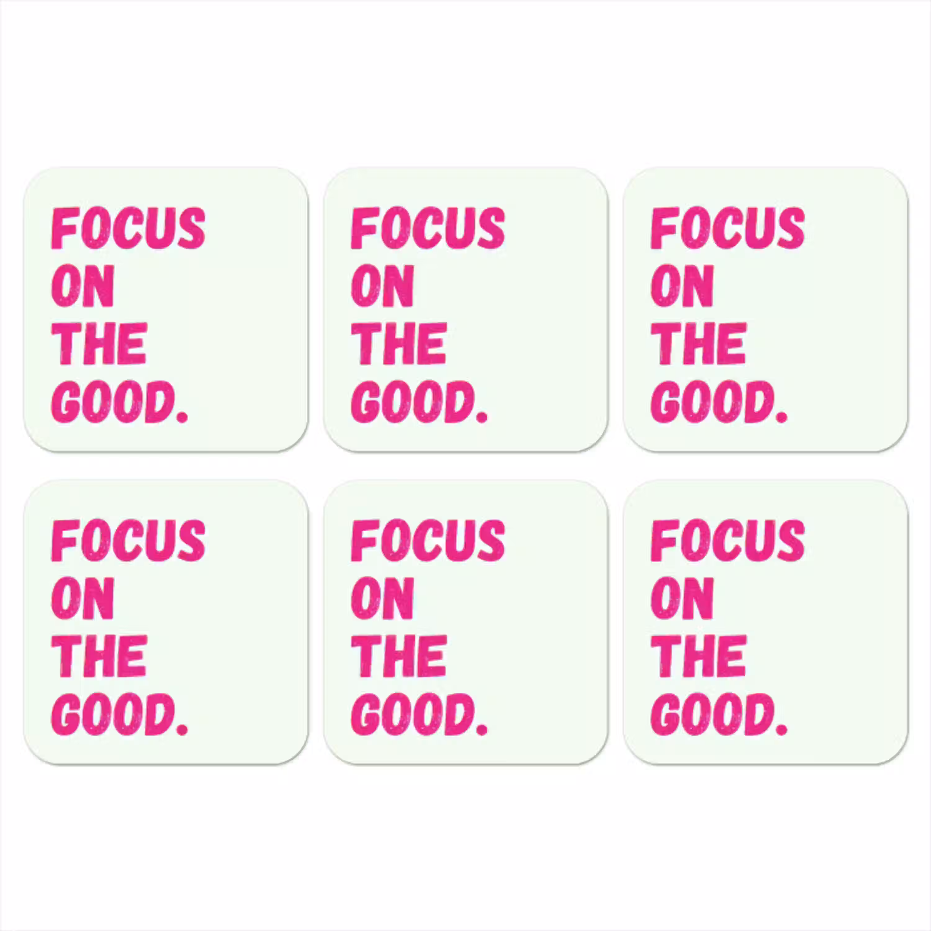Focus on the good - Beige - Roze onderzetter kurk middel -3d