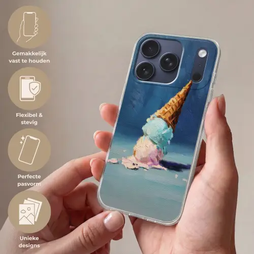 Ijshoorn - Bolletjes - Smelt - Roze Telefoonhoesje iPhone 17 Pro klein -sfeer3_NL