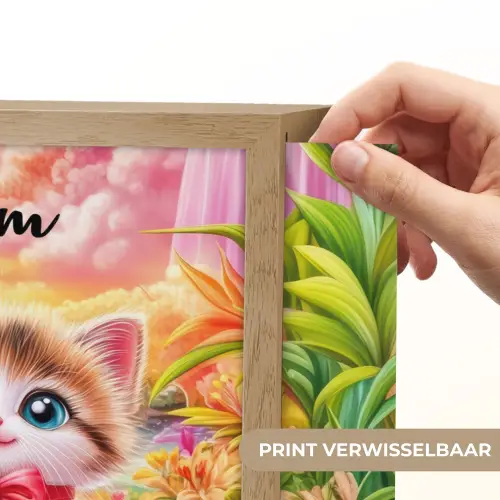Kitten - Flamingo - Bloemen Light Box met batterij (Wandlamp kind) middel -USP_websiteprintNL