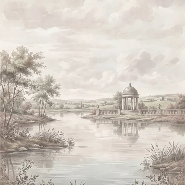 Behang - Landschap - Water - Natuur - Sepia