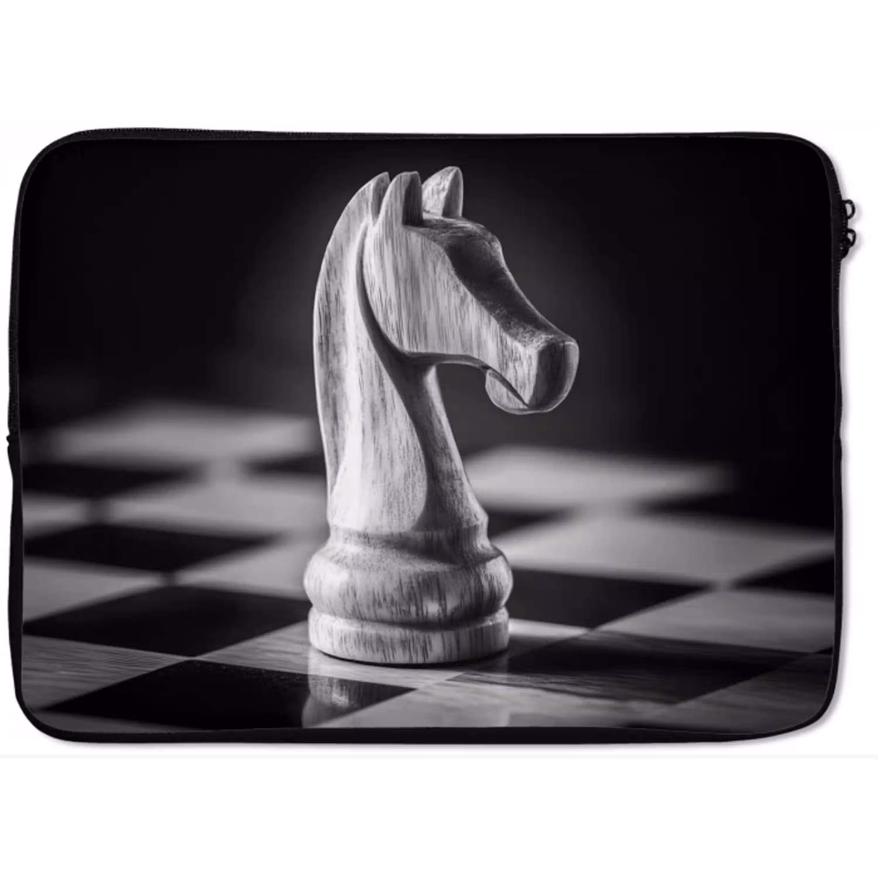 Paard - Hout - Schaalbord - Zwart laptophoes neopreen klein -zkaufland3dotto