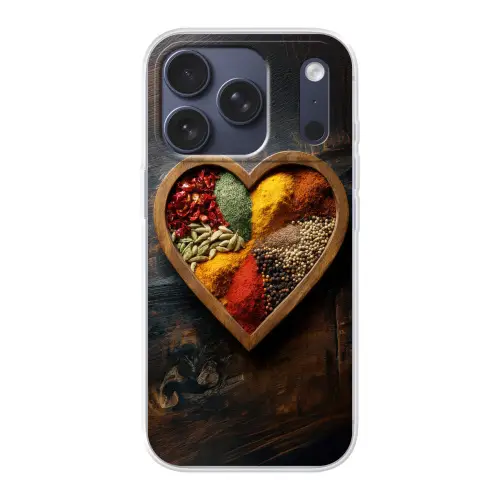 Houten - Hart - Kleurrijke - Specerijen Telefoonhoesje iPhone 17 Pro klein -3d