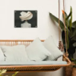 Vrouw - Beige - hoed tuinposter los doek klein -sfeer7