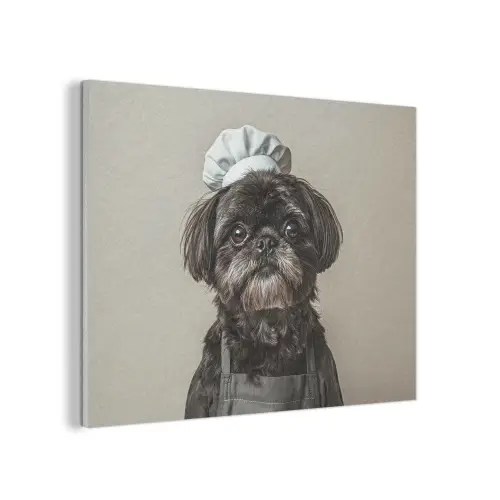 Kokskleding - Zwart - Hondje PET vilt klein -3d