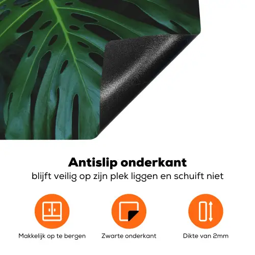 Monstera - Bladeren - Tropisch - Jungle Inductie beschermer vinyl 3mm klein -zzzzzzz-td-onderkant