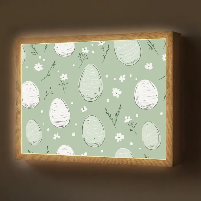 Groen - Eieren - Patroon Light Box met batterij (Wandlamp) middel -z3d_website