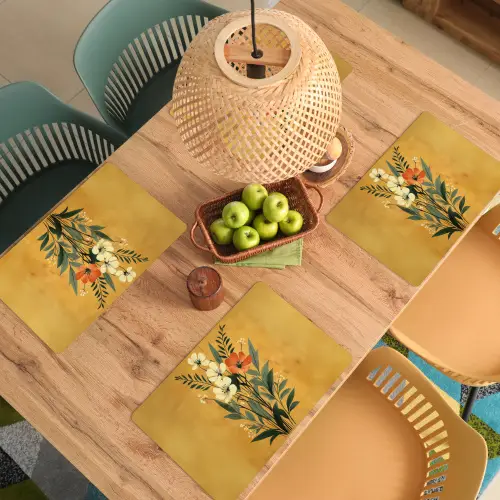 Bladeren - Boeket - Bloemen - Geel Placemat vinyl groot -zzsfeer5_Kitchenyeah-website