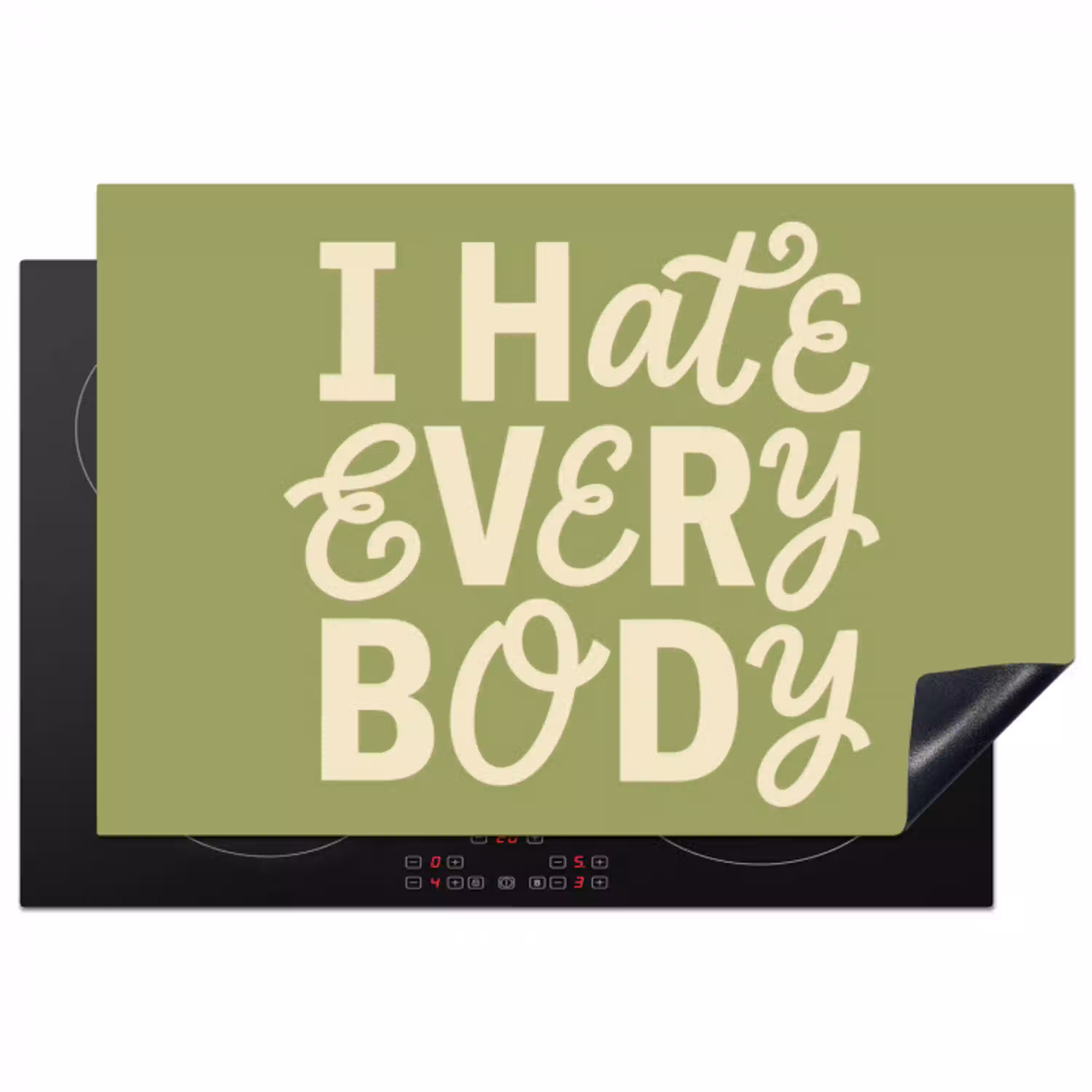I hate everybody - Groen - Retro Inductie beschermer vinyl 3mm klein -3d