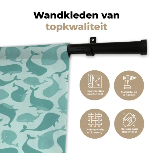 Zee - Dieren - Blauwe vinvis Wandkleed katoen klein 269 -sfeer2