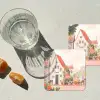 Bloemen - Huizen - Dorp onderzetter kurk middel -sfeer4
