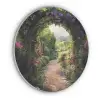 Doorkijk - Landschap - Bloemen - Tuinboog - Natuur Akoestische PET Vilt - Rond klein -3d