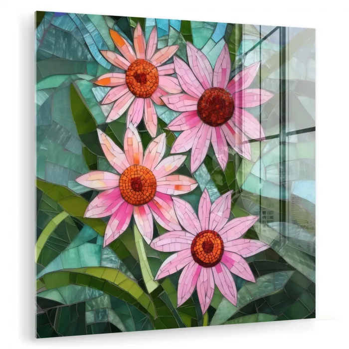 Bloemen - Roze - Glasmozaïek plexiglas 5mm klein -zzzproduct_nieuw