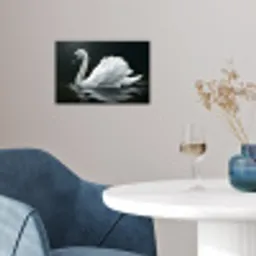 Zwaan - Water - Natuur - Realistisch - Wit poster papier klein -sfeer3
