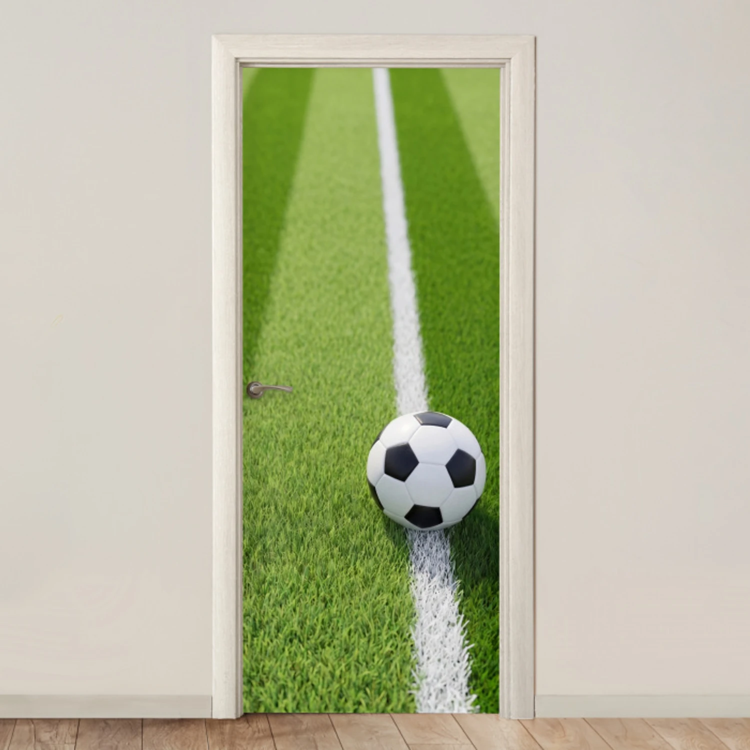 Voetbal - Grasveld - Sport - Groen deurposter klein -3d_beige