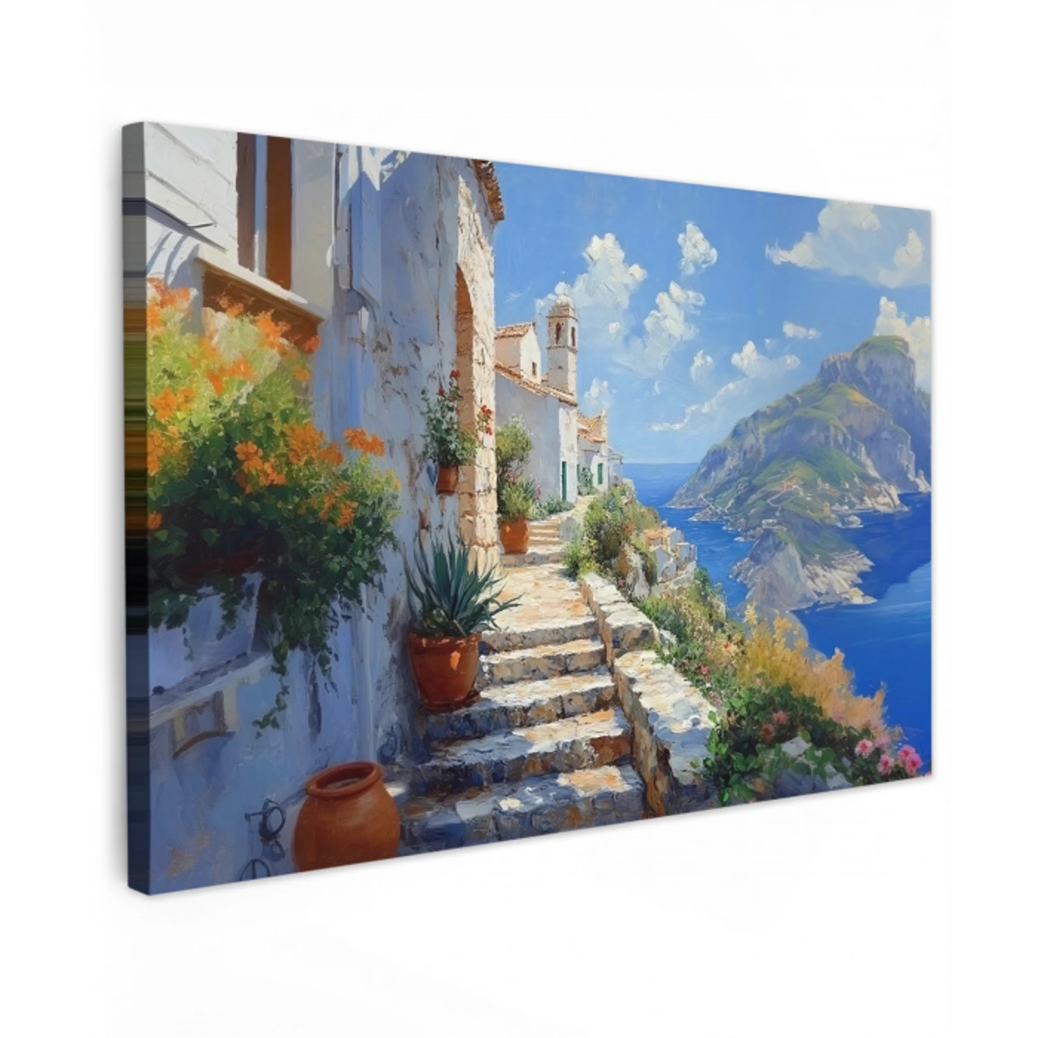 Trap - Huizen - Berglandschap - Zee canvas 2cm klein -z3d