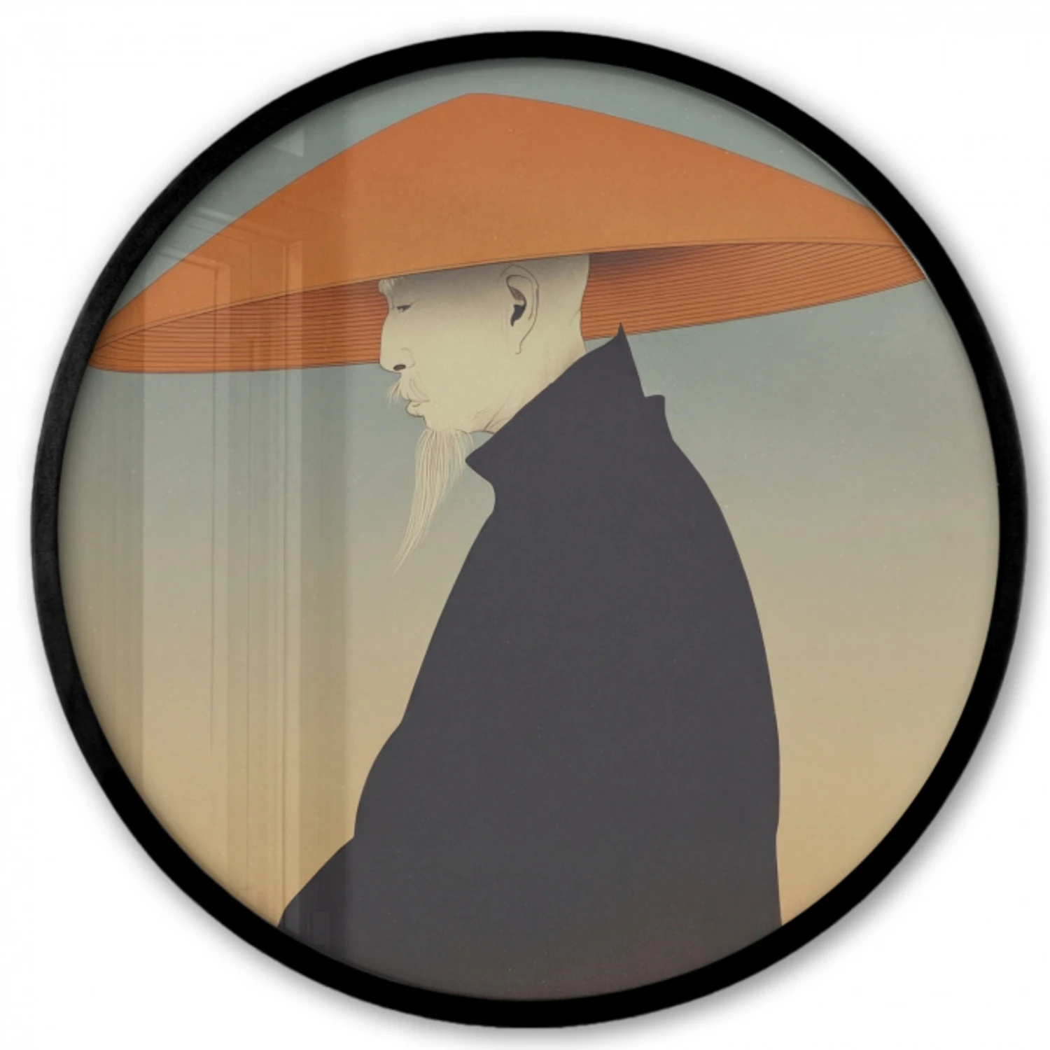 Minimalistisch - Silhouet - Oranje Fotolijst rond zonder passe partout klein -3d