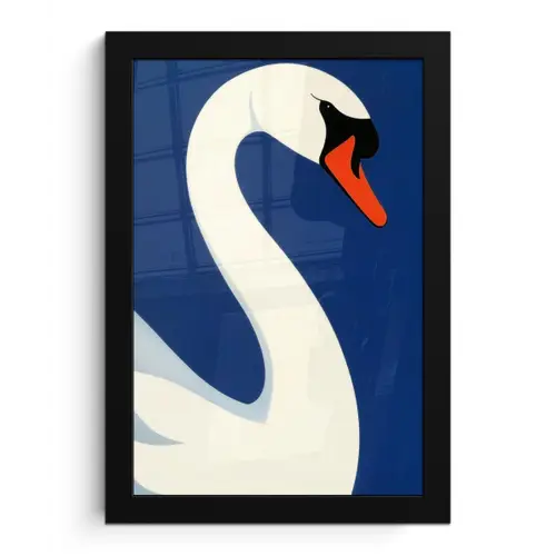 Zwaan - Wit - Snavel - Illustratie fotolijst zwart zonder passe partout klein -3d
