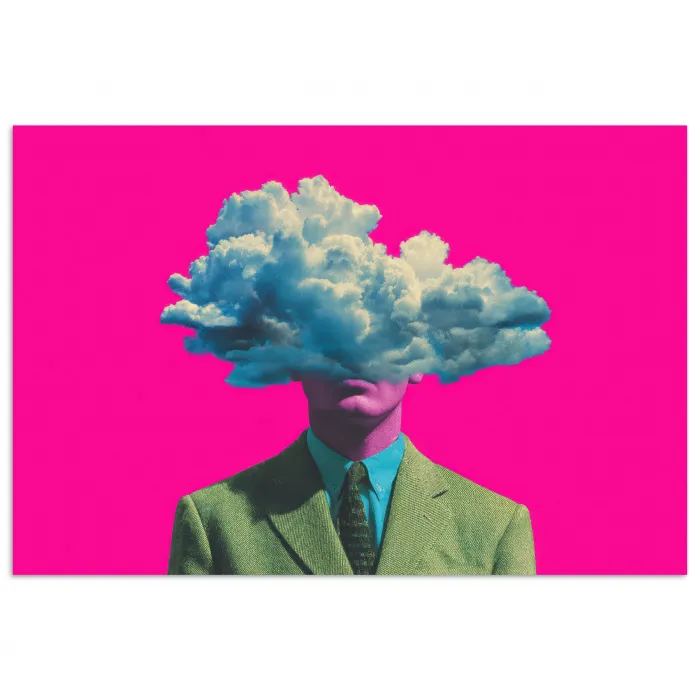Man - Pak - Wolk - Roze poster papier klein -3d