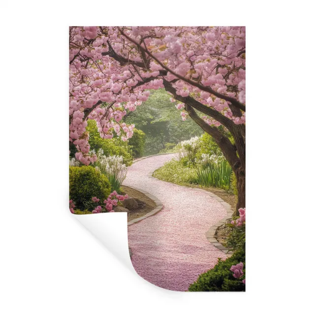 Kersenbloesem - Natuur - Sakura - Pad - Japanse tuin Muursticker klein -3d