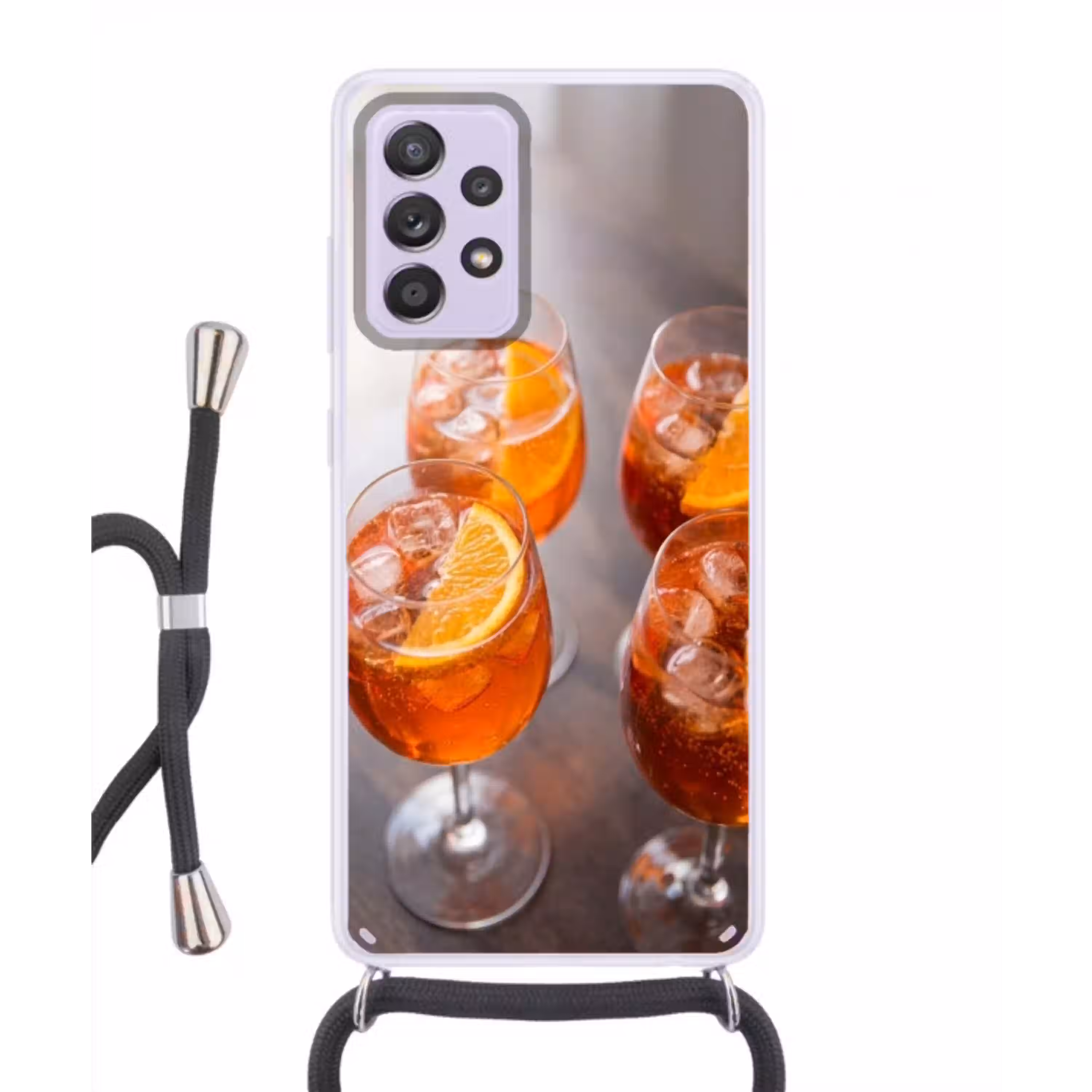 Drank - Sinaasappel - IJs - Zomer - Oranje Hoesje Samsung Galaxy A52 5G met koord klein -3d