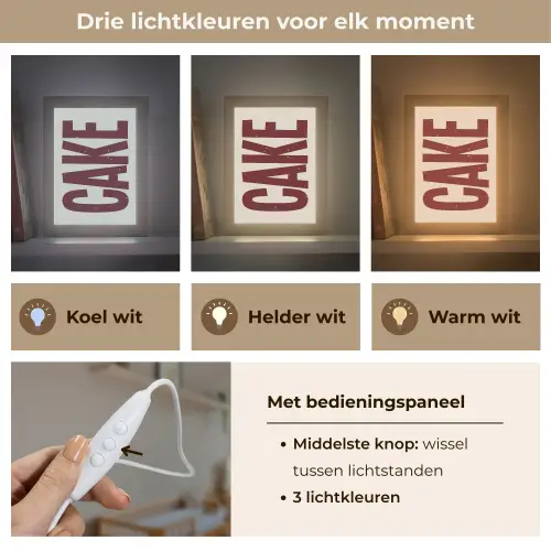 Red - Cake - Decoratie - Eten Light Box met kabel (Wandlamp) klein -USP_lichtkleurNL