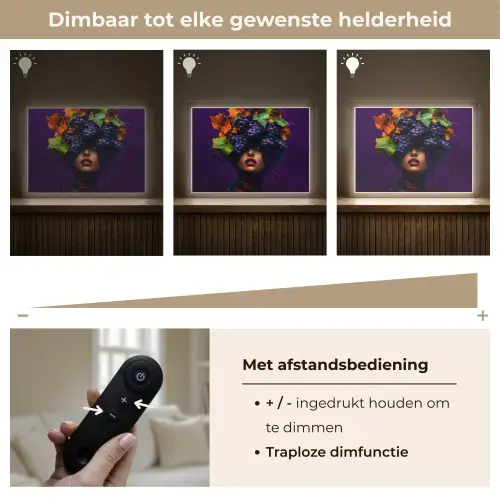Vrouw - Paars - Druiven Light Box met batterij (Wandlamp) middel -USP_dimbaarNL