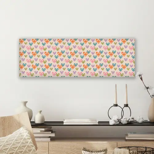 Kleurrijk - Hartjes - Patroon - Beige canvas 2cm klein 828 -sfeer6