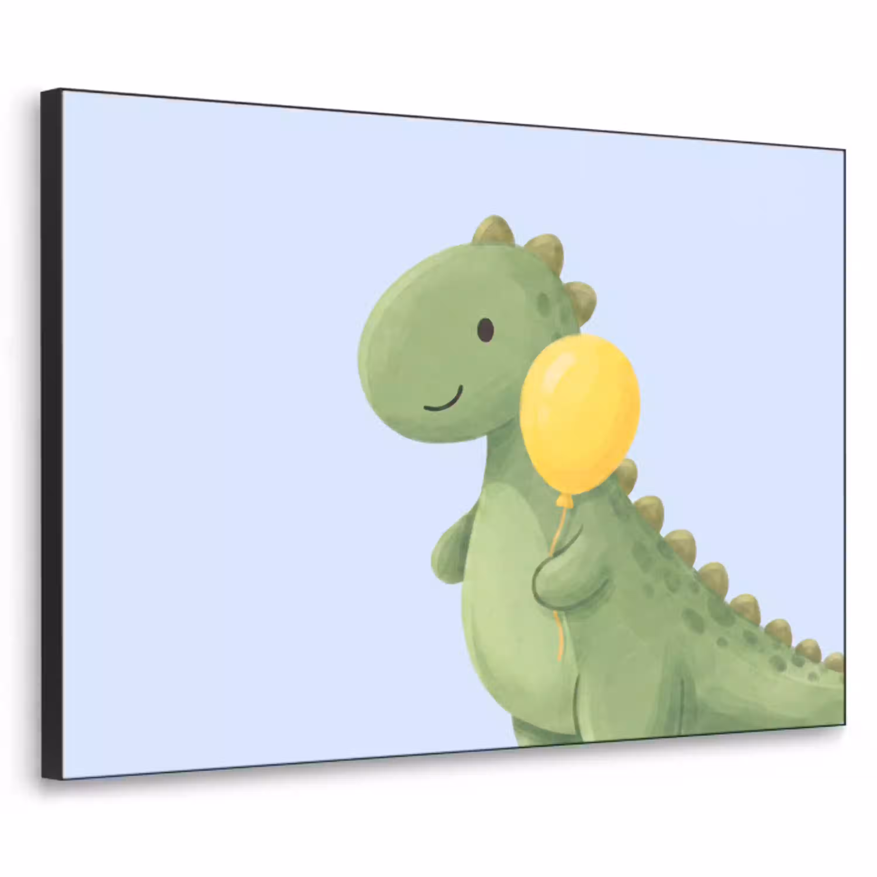 Dinosaurus - Ballon - Kinderkamer - Illustratie - Groen Textielframe zwart klein -3d