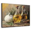 Stilleven - Olijfolie - Knoflook - Kruiden Textielframe zwart klein -3d