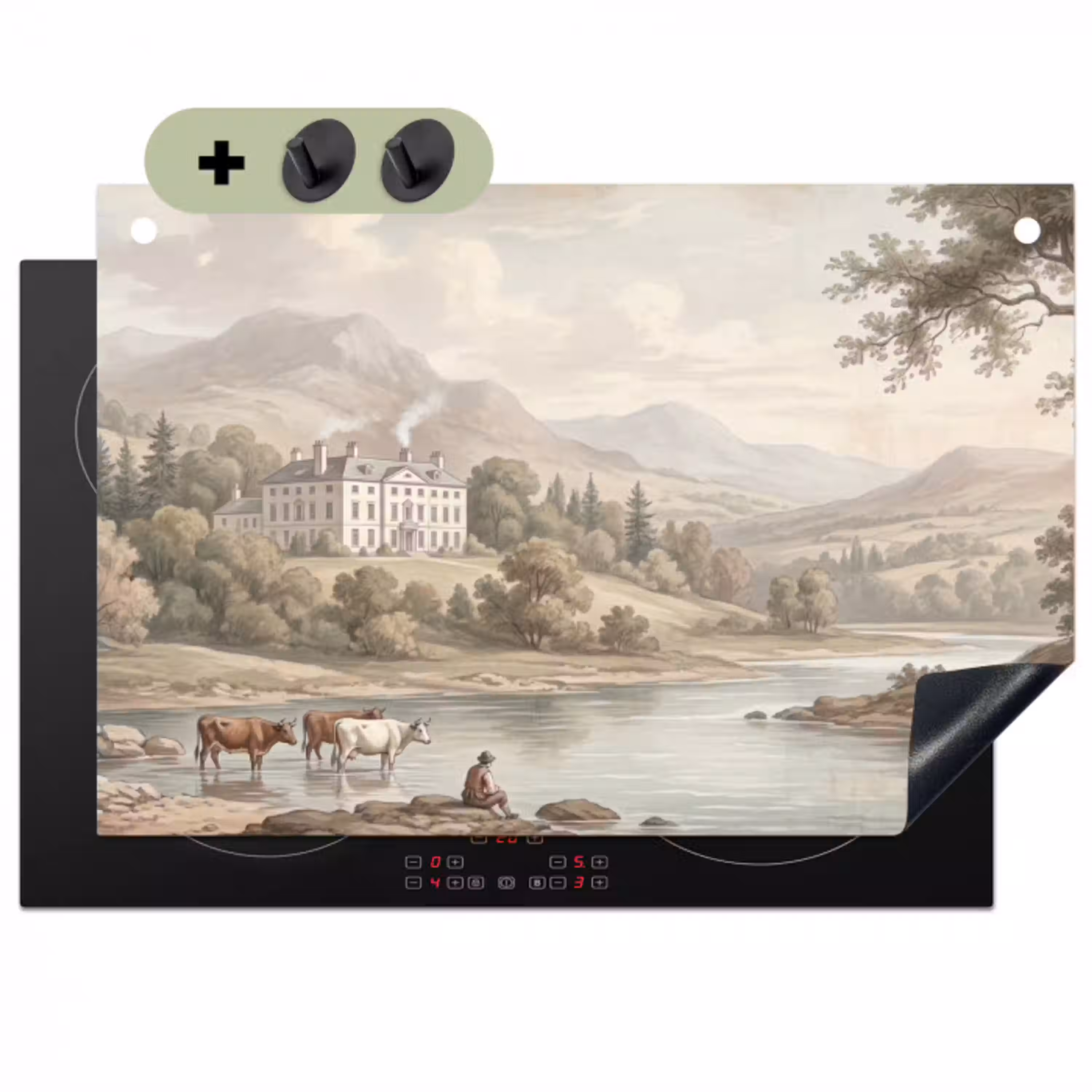 Landhuis - Rivier - Vee Inductie beschemer met haakjes klein -3d