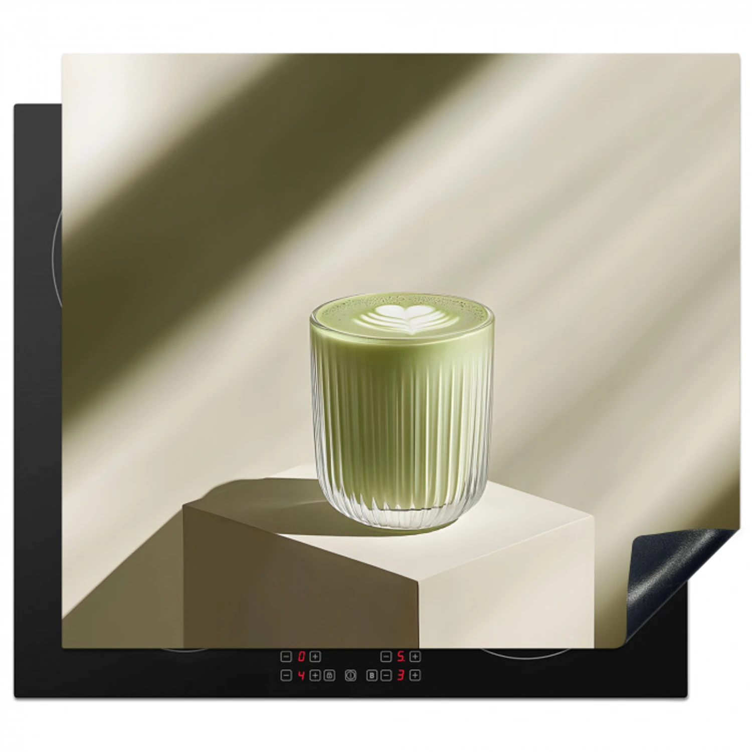 Matcha - Glas - Groen - Minimalistisch Inductie beschermer vinyl 3mm middel -3d