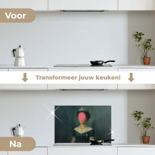 Kroon - Roze druipend verf - Portret keuken achterwand spatscherm klein -voor_na_NL