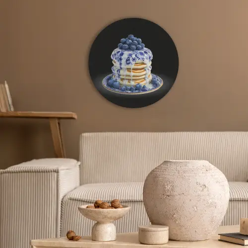 Pannenkoeken - Blauwe Bessen - Bord Akoestische PET Vilt - Rond klein -sfeer1
