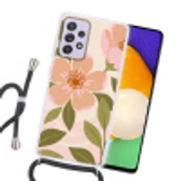 Grafisch - Bloemen - Roze Hoesje Samsung Galaxy A52 5G met koord klein -sfeer1