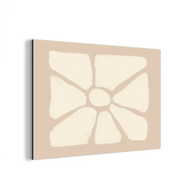 Bloemen - Pastel - Beige - Kunst aluminium wit klein -3d