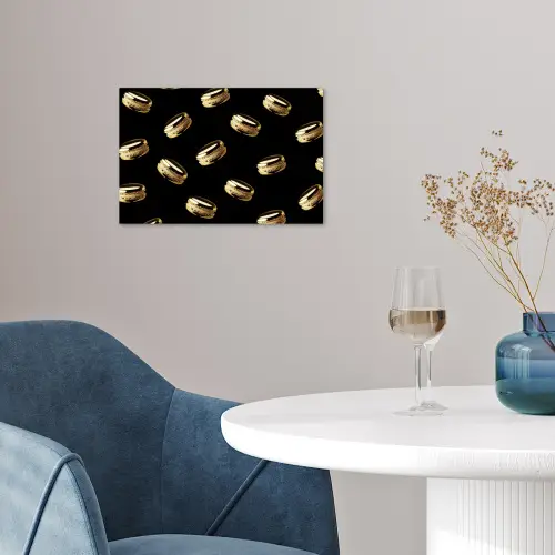 Macarons - Patroon - Goud - Zwart poster papier klein -sfeer3