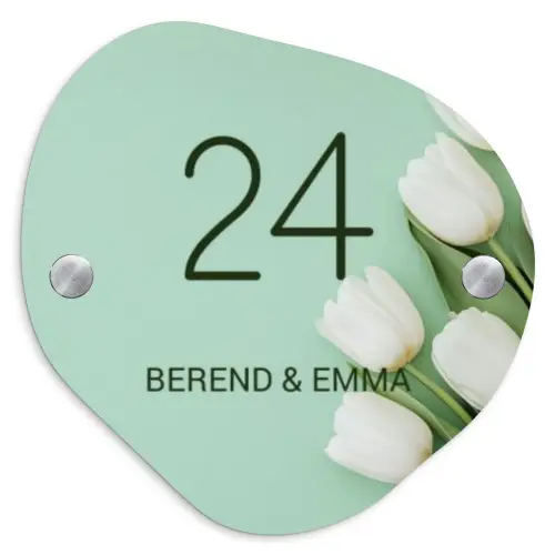 Witte tulpen - Klassiek Naambord Organisch middel -3d