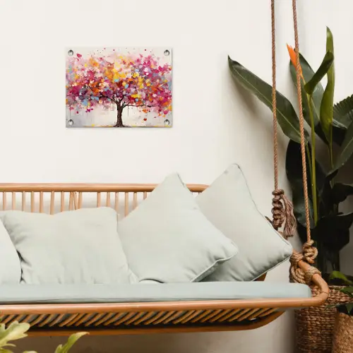 Aquarel - Boom - Kunst - Abstract tuinposter los doek klein -sfeer7