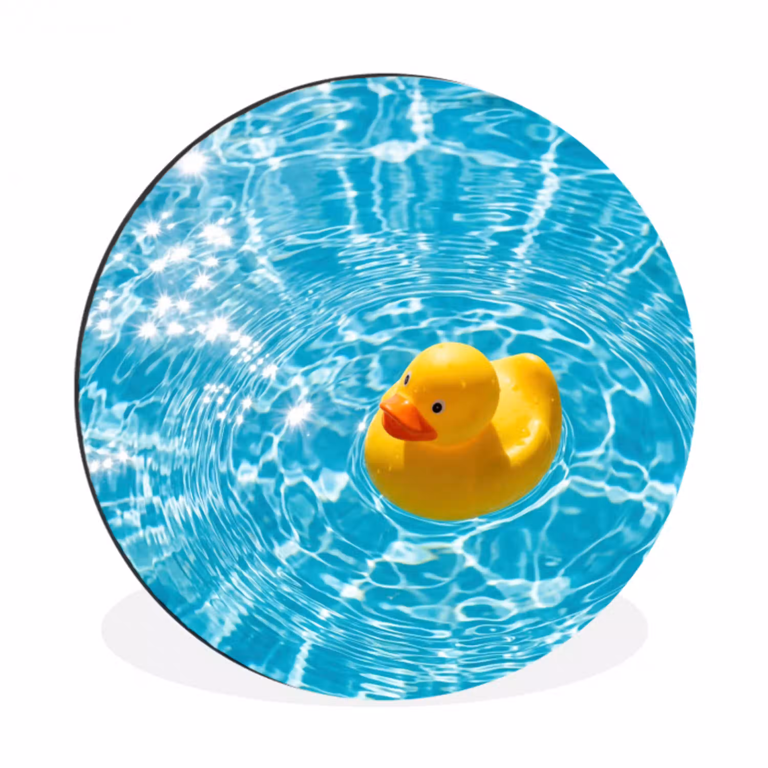 Badeend - Dobberen - Blauw Wandcirkel aluminium klein -3d