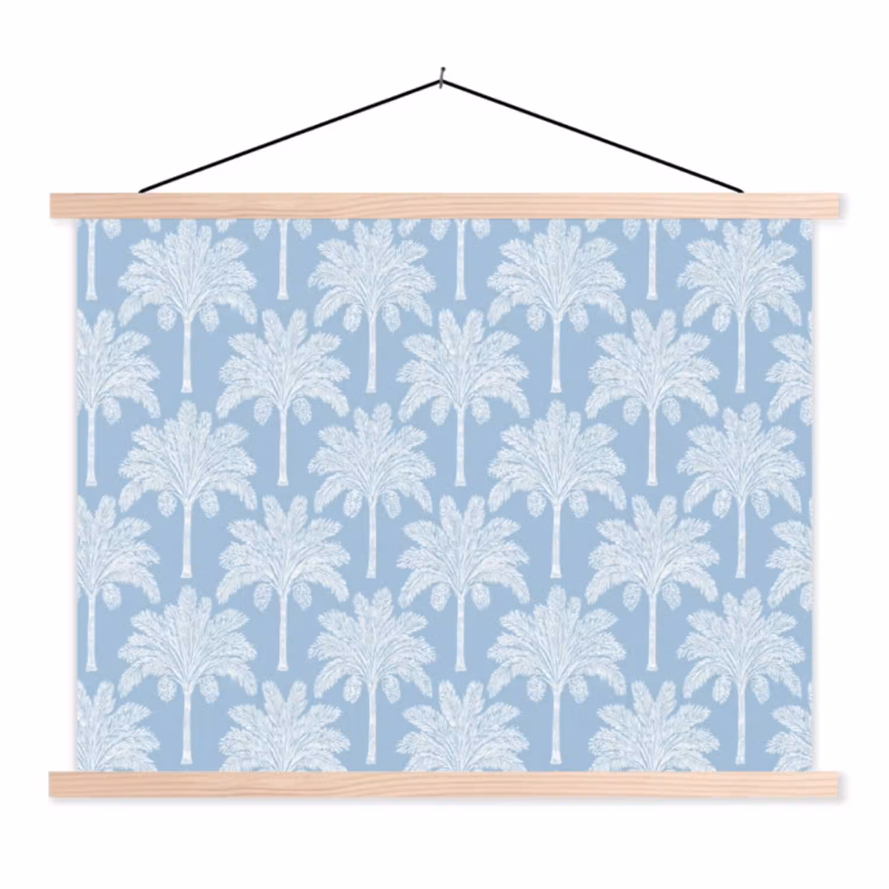 Palmboom - Modern - Blauw textielposter latten blank klein 122 -3d