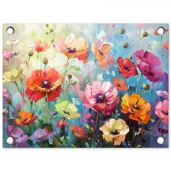 Bloemen - Kleurrijk - Waterverf - Natuur - Zomer tuinposter los doek klein -3d