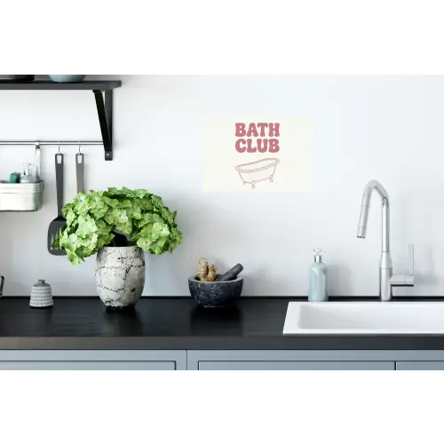 Retro - Bad - Roze Muursticker klein -keuken