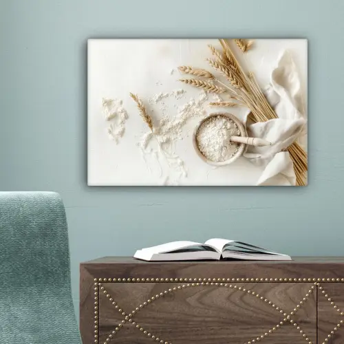 Bloem - Hout - Tarwe canvas 2cm klein -sfeer4
