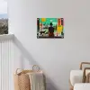 Vrouw - Keuken - Katten - Doorkijk tuinposter los doek klein -sfeer8