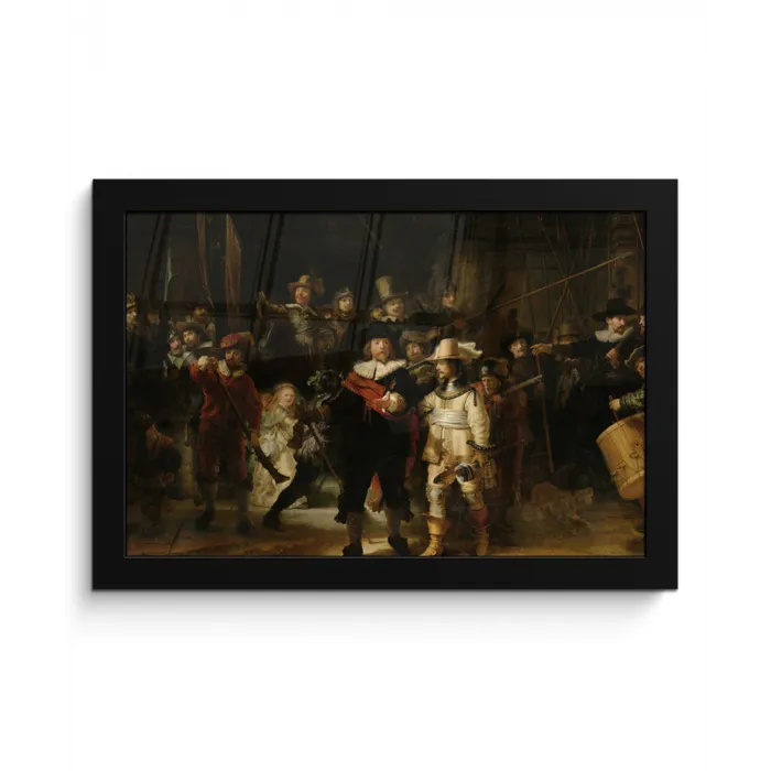De Nachtwacht - Kunst - Oude meesters - Rembrandt fotolijst zwart zonder passe partout klein -3d