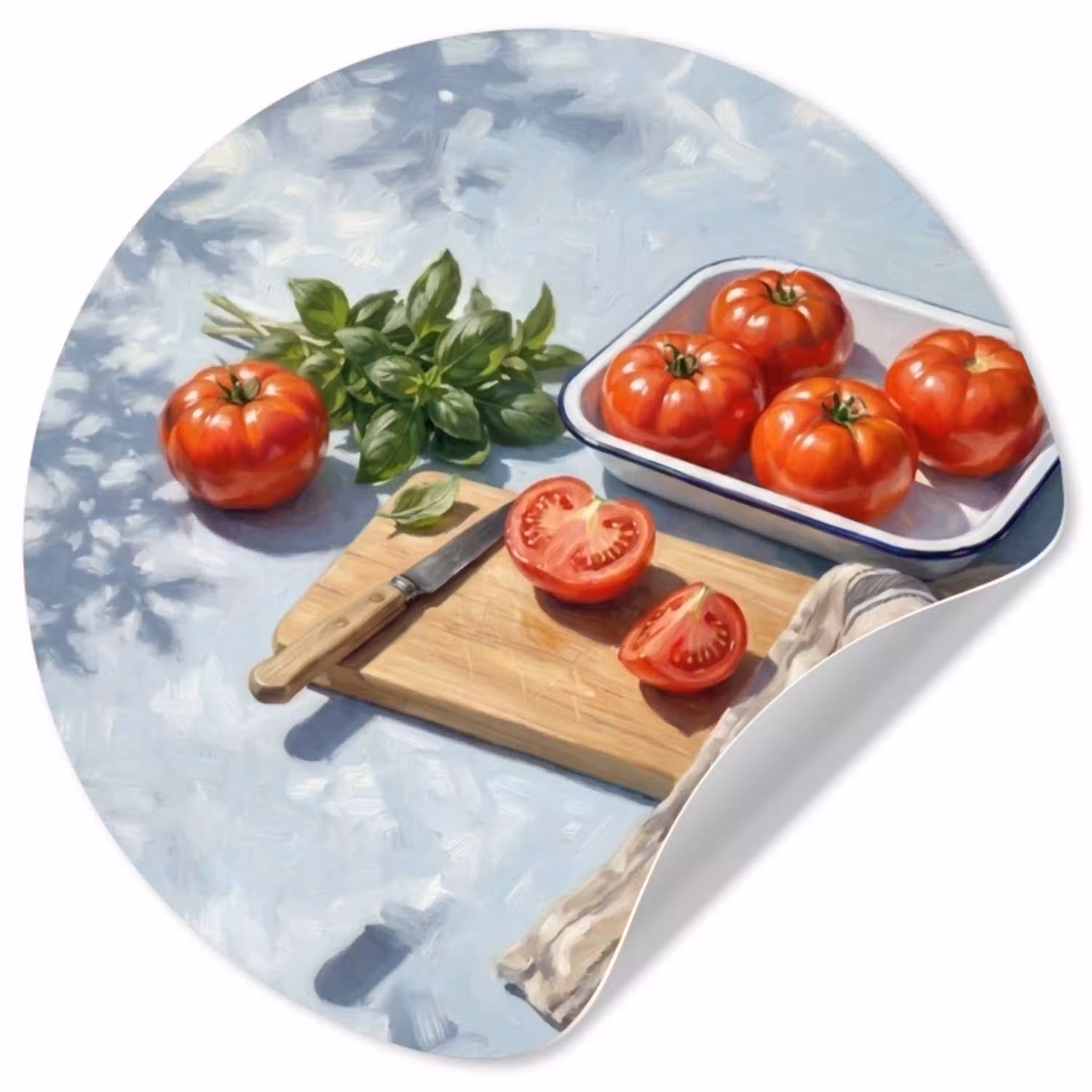 Eten - Keuken - Ingrediënten - Stillleven - Rood Wandcirkel behangsticker klein -3d
